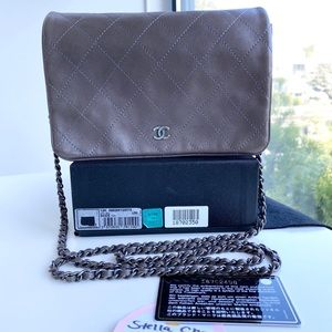 Authentic Chanel Iridescent Gray Mini Sac (WOC)